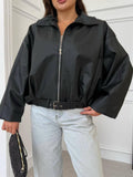 Veste Simili Cuir Noire Femme